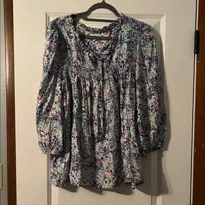 Wonderly Floral Blouse - Blue and Pink